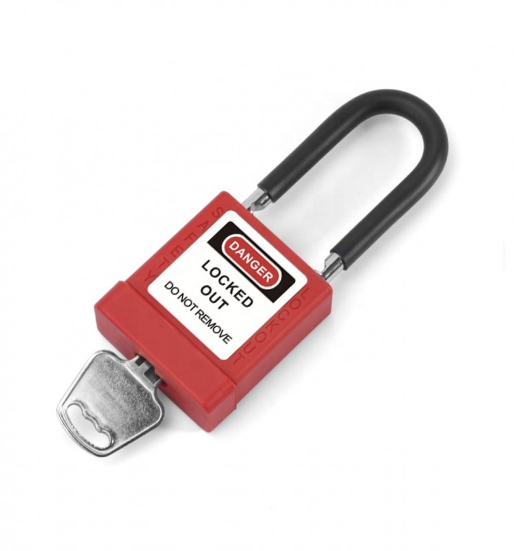 Замок алюминиевый с чехлом из нейлона, стальная дужка в оплетке h=38 мм d=6,4 мм BD-SG100 Замок алюминиевый с чехлом из нейлона, стальная дужка в оплетке h=38 мм d=6,4 мм BD-SG100